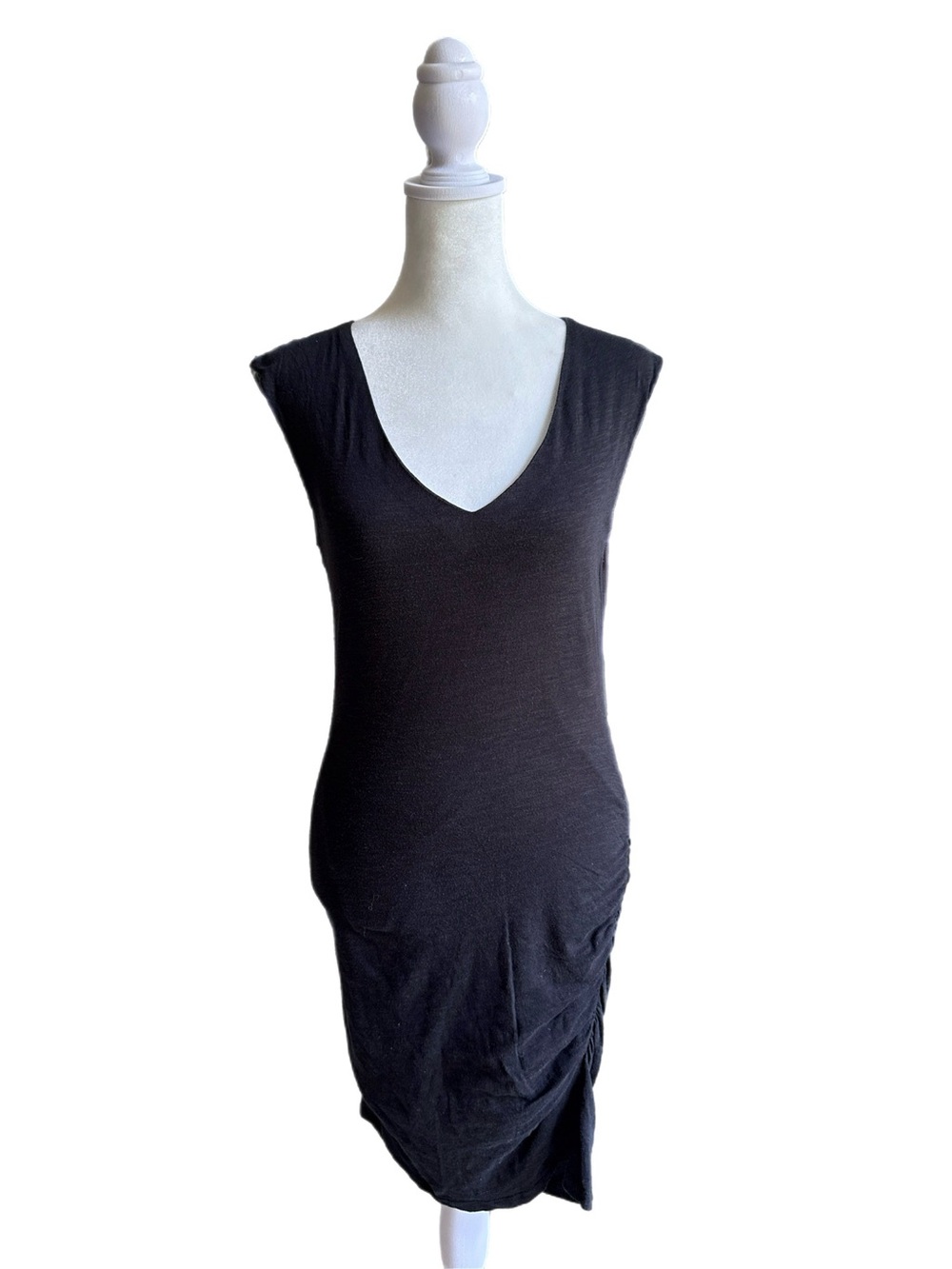 DREW Black Sleeveless V-Neck Midi Dress
